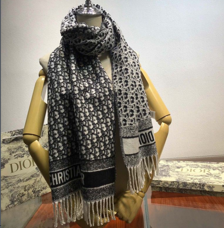 Versatile Monogram Jacquard Fringe Scarf