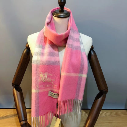 Classic Check Fringed Cashmere Scarf