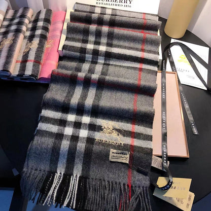 Classic Check Fringed Cashmere Scarf