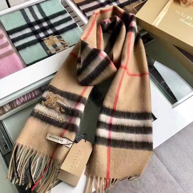 Classic Check Fringed Cashmere Scarf