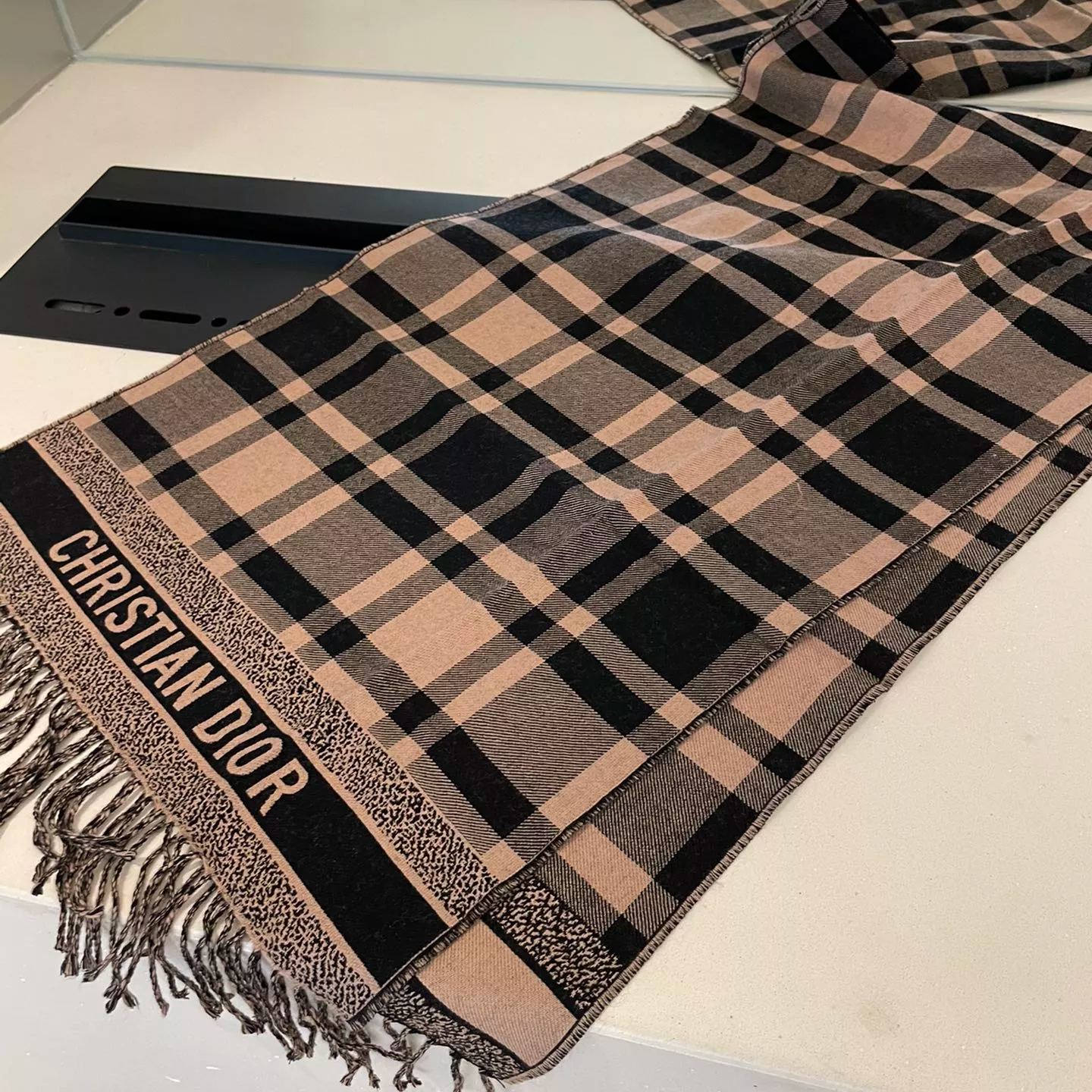 Classic Plaid Fringed Cashmere Scarf Shawl