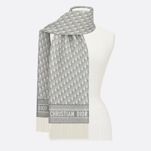 Versatile Monogram Jacquard Fringe Scarf