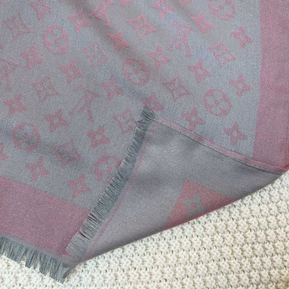 Silk Satin Fringe Monogram Scarf Shawl