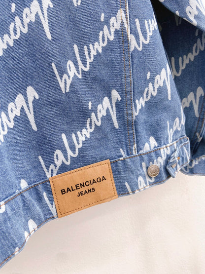 All-Over Lettering Denim Jacket