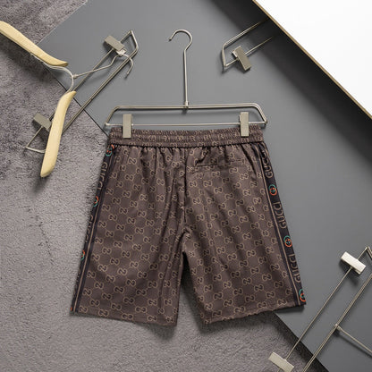 Brown Jacquard Beach Shorts